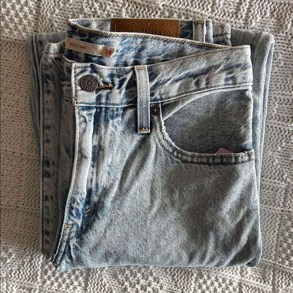 Levi's Premium Baggy Dad Women's Jeans in Fan Flare - Light Wash Sz 24 - Picture 15 of 15